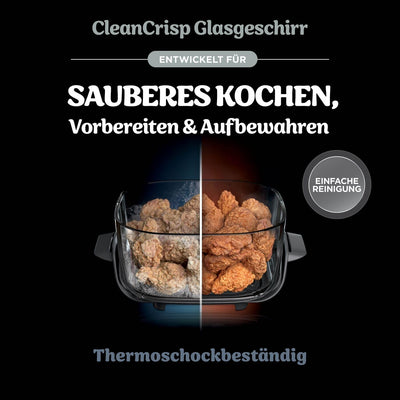 Ninja CRISPi tragbare Airfryer Heißluftfritteuse, 3,8 l, 4-in-1: Heißluftfrittieren, Braten, Warmhalten, Recrisp, kompakt, 6 Portionen, 2x herausnehmbare Glasbehälter & Deckel, 1.700 W, Grau FN101EUGY