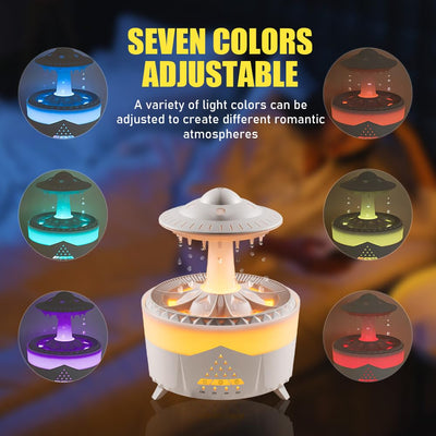 OneNine 450ML Regen Wolken luftbefeuchter, Diffusor für ätherisches Öl mit 7 Farben Nachtlicht, Rain Cloud Humidifier mit Fernbedienung Pilz Wasser Lampe Raumbefeuchter für Zuhause, Büro, Zimmer