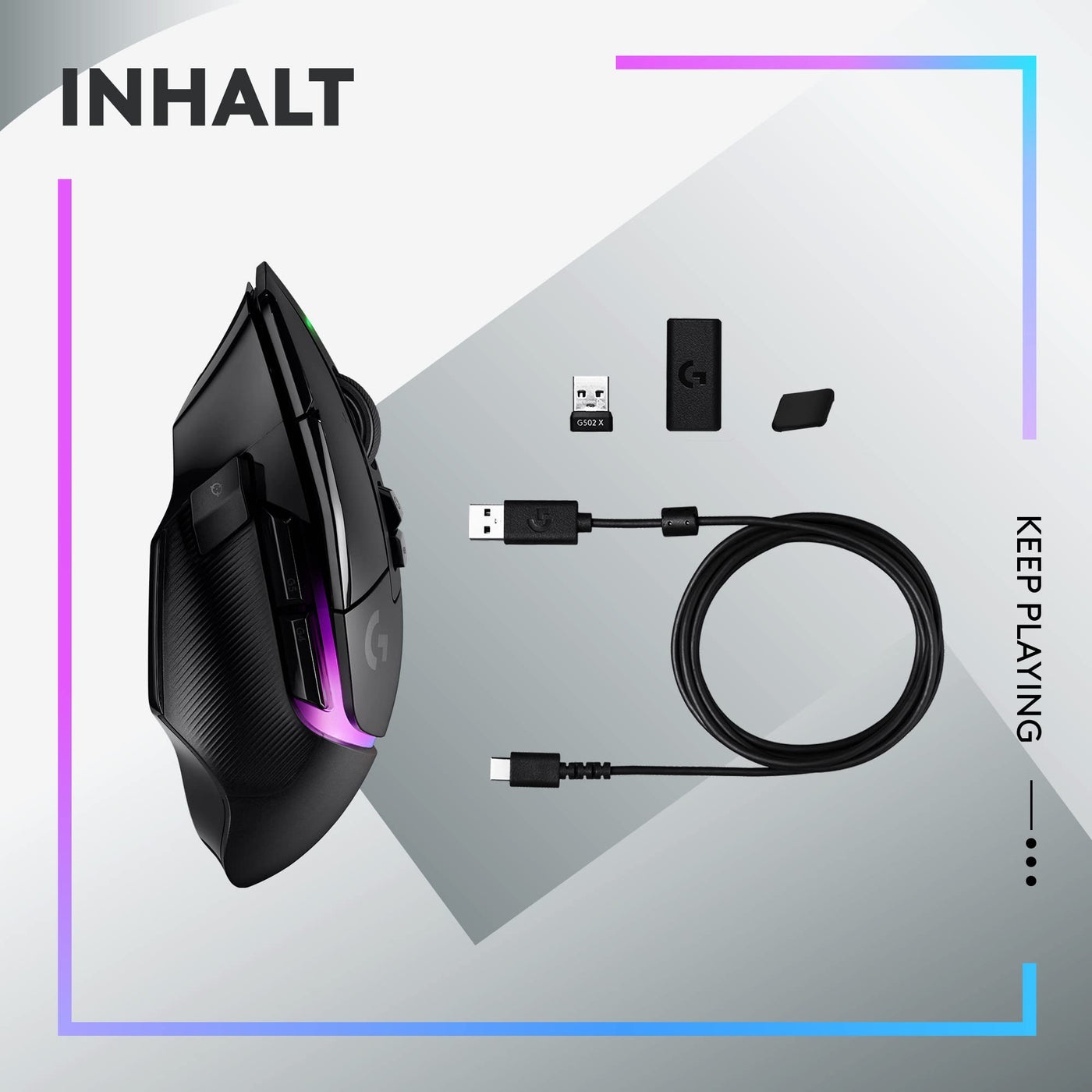 Logitech G502 X PLUS LIGHTSPEED Kabellose RGB-Gaming-Maus - Optische Maus mit LIGHTFORCE Hybridschaltern, LIGHTSYNC RGB, HERO 25K Gaming-Sensor, Kompatibel mit PC - macOS/Windows - Schwarz