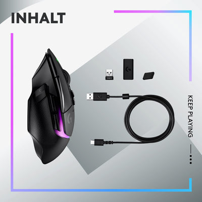 Logitech G502 X PLUS LIGHTSPEED Kabellose RGB-Gaming-Maus - Optische Maus mit LIGHTFORCE Hybridschaltern, LIGHTSYNC RGB, HERO 25K Gaming-Sensor, Kompatibel mit PC - macOS/Windows - Schwarz