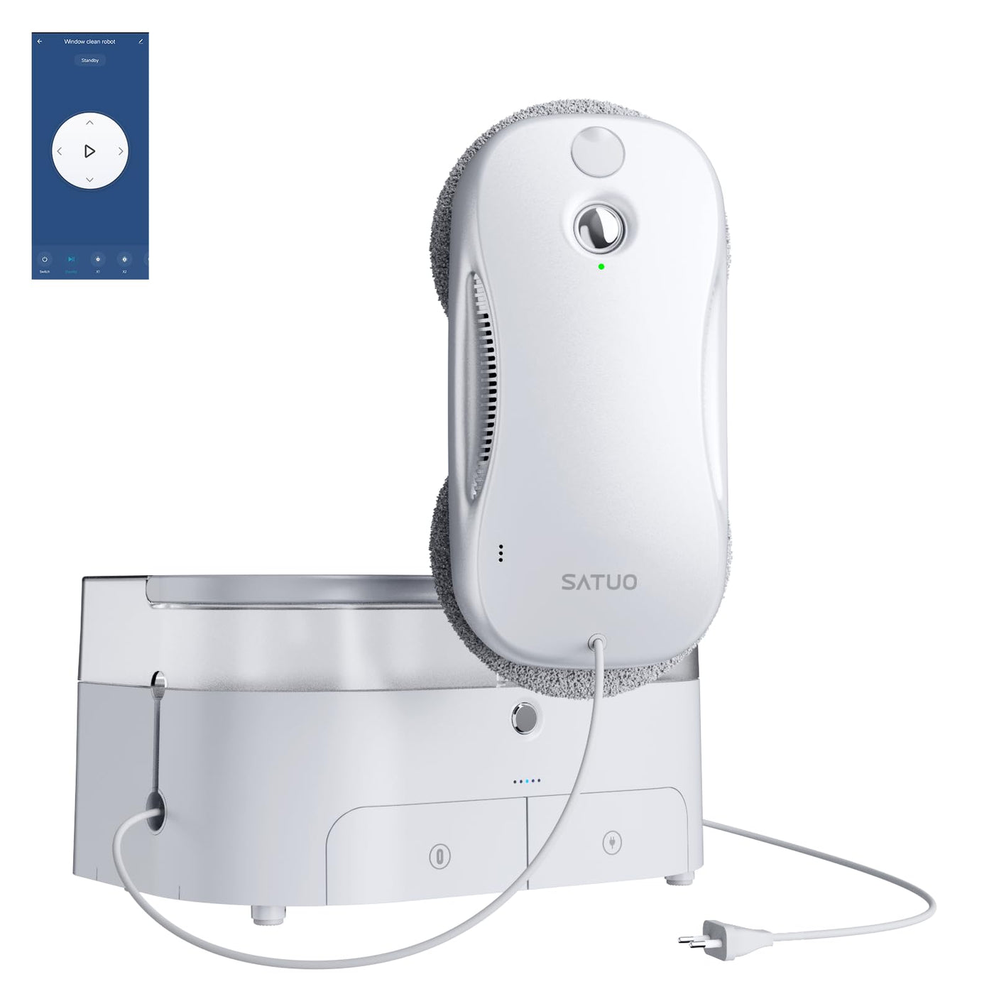 JSDROBOT S9PRO Fensterputzroboter, Tragbarer Fensterputzroboter Intelligente Reinigungspfadplanung Handähnliche Rotierende Fensterreinigung Bilateraler Wasserspray Kantenerkennungstechnologie