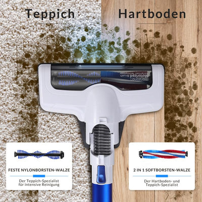 Monzana® Akku Staubsauger Kabellos Schnellladefunktion Beutellos 40min Handstaubsauger Stabstaubsauger Teppich Tierhaare Auto HEPA Filter Blau
