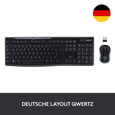 Logitech MK270 Kabelloses Tastatur-Maus-Set, 2.4 GHz Wireless Verbindung via Nano USB-Empfänger, Lange Akkulaufzeit, Für Windows und ChromeOS, Deutsches QWERTZ-Layout - schwarz (5-Pack)