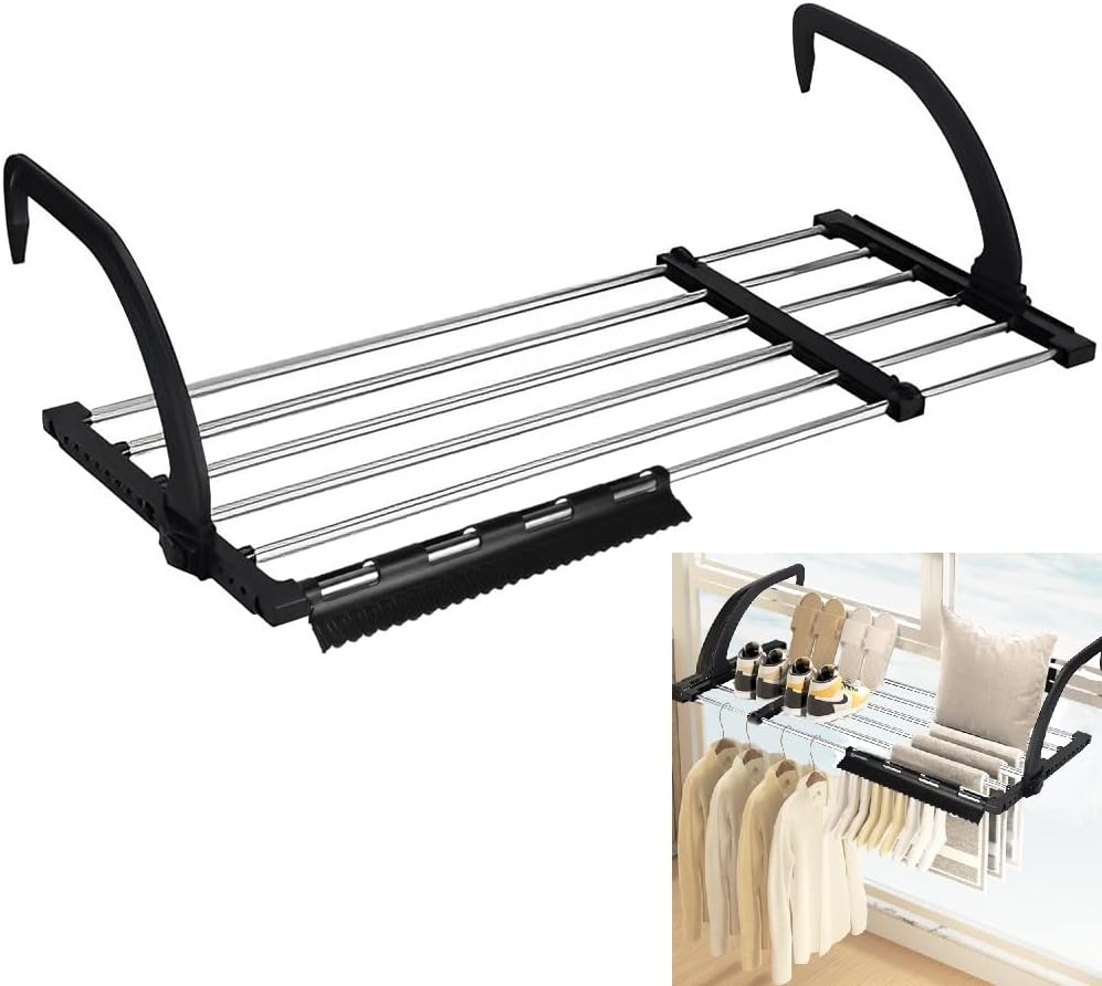 REFORUNG 1 Stück Heizkörper Wäschetrockner Edelstahl Wäscheständer Heizung 62-110cm Balkonwäschetrockner Ausziehbar Wäschehänger Balkon Hängewäschetrockner Klappbar Heizkörpertrockner für Socken