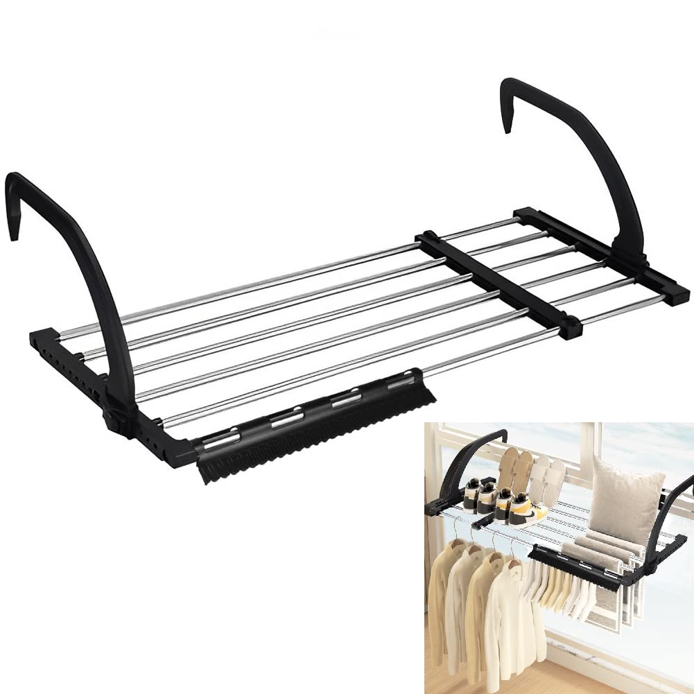 REFORUNG 1 Stück Heizkörper Wäschetrockner Edelstahl Wäscheständer Heizung 62-110cm Balkonwäschetrockner Ausziehbar Wäschehänger Balkon Hängewäschetrockner Klappbar Heizkörpertrockner für Socken