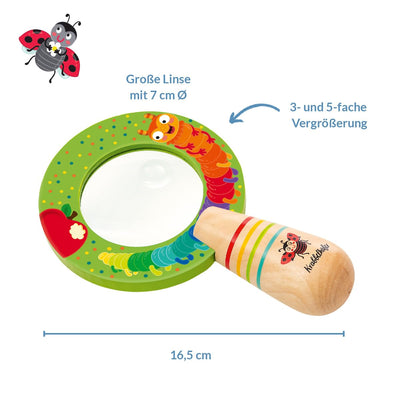 moses. Krabbelkäfer Große Handlupe, praktische Outdoor Lupe für Kinder,extra großes Lupenglas mit 3-&5 facher Vergrößerung, perfekt für Pflanzen-Insekten-und Tier-beobachtungen, Kinderlupe ab 2 Jahren
