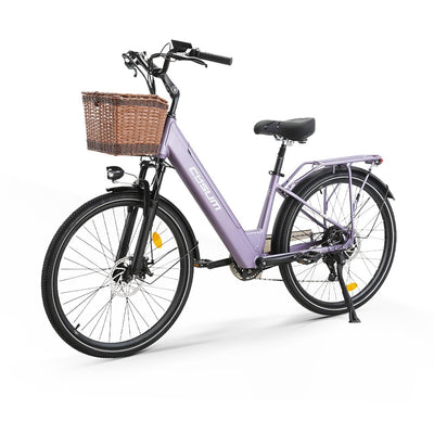 cysum X-City 26 Zoll Elektrofahrrad für Erwachsene, City E-Bike für Damen, abnehmbarer 48 V 10,4 Ah Akku, 25 km/h 80 km Reichweite, Urban Commuter E-Bike (Violett)