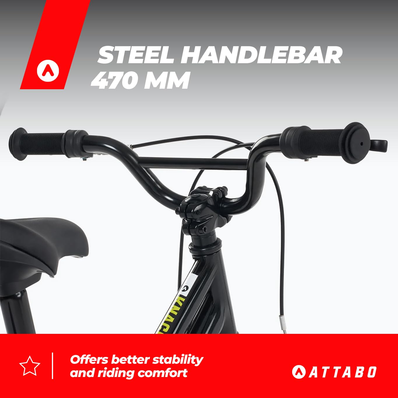 ATTABO Knack 14 – Kinderfahrrad (2–5 Jahre) mit leichtem Aluminiumrahmen (8 kg), 14-Zoll-Rädern, für 85–110 cm Körpergröße, bis 50 kg belastbar, ergonomischer Lenker, ideal für erste Fahrten