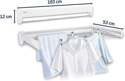Leifheit Wandtrockner Telegant 81 Protect Plus zum Ausziehen, hängender Wäschetrockner im kleinen, kompakten Format, Wäscheständer ist ausziehbar und ideal fürs Badezimmer oder den Balkon