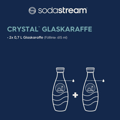SodaStream 0,8L CRYSTAL Glaskaraffe | Spülmaschinenfest | Kompatibel mit Crystal & Penguin | elegantes Design | 2er-Pack