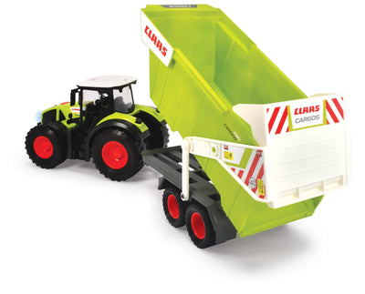 Dickie Toys CLAAS Traktor mit Anhänger (64 cm) - Traktor Spielzeug ab 3 Jahren mit Freilauf, Licht & Sound, Kippfunktion & Heckklappe - Bauernhof Spielzeug für Kinder, inkl. Batterien - 203739004