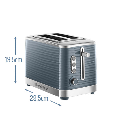 Russell Hobbs Toaster [für 2 Scheiben] Inspire Grau mit hochwertiger Hochglanz-Struktur (extra breite Toastschlitze, inkl. Brötchenaufsatz, 6 Bräunungsstufen + Auftau- & Aufwärmfunktion) 24373-56