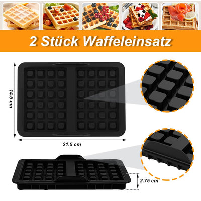 ROMANVIC Ninja Heißluftfritteuse Zubehör,2 Stück Ninja Airfryer Zubehör mit Ninja AF400EU, AF451EU, SL400EU, und AF500DE, Doppelt Backschaleneinsatz aus Silikon, Belgische Waffeleisen Silikon Zubehör