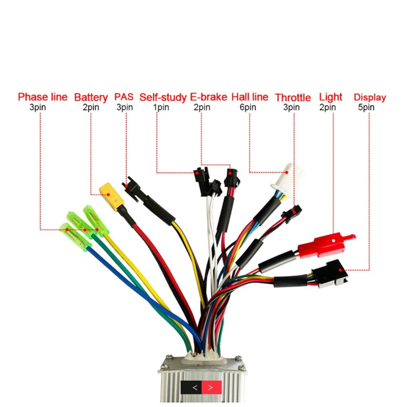 BuyWeek Elektrofahrrad Brushless Motor Controller, 24V 36V 48V 17A 3 Modus Sinuswelle Controller Bürstenloser Motor Controller für E-Bike Elektroroller