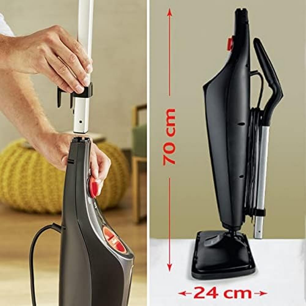 Vileda Steam Plus XXL Dampfreiniger mit PowerPad, hygienische Bodenreinigung von großen Flächen, entfernt bis zu 99,9% der Bakterien und Viren, für alle Böden, Eco-Verpackung