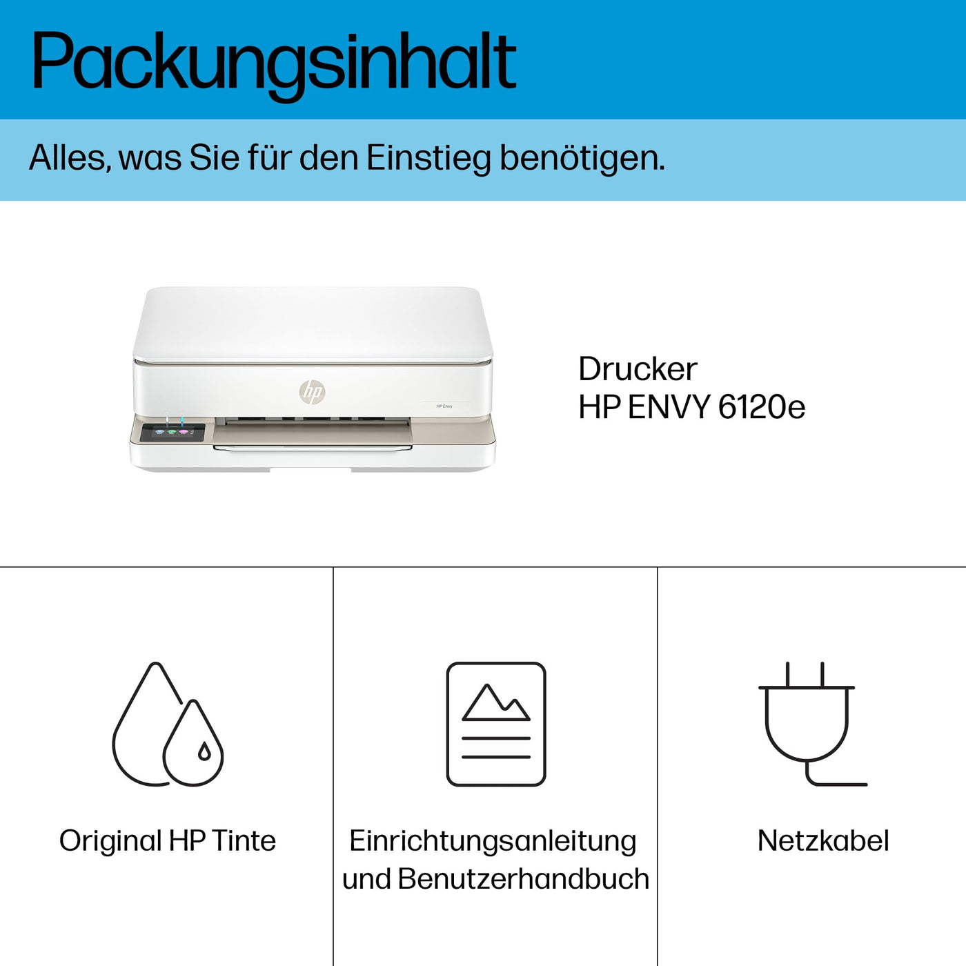 HP ENVY 6120e , Multifunktionsdrucker, 3 Monate gratis drucken mit HP Instant Ink inklusive, Drucken, Kopieren, Scannen, Mobiler Faxversand, Wi-Fi, Beidseitiger Druck