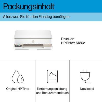 HP ENVY 6120e , Multifunktionsdrucker, 3 Monate gratis drucken mit HP Instant Ink inklusive, Drucken, Kopieren, Scannen, Mobiler Faxversand, Wi-Fi, Beidseitiger Druck