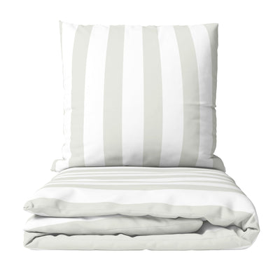 Leonado Vicenti Bettwäsche Set 2-teilig 135x200 cm Baumwolle Weiß Grau gestreift Reißverschluss Pflegeleicht Ganzjährig verwendbar
