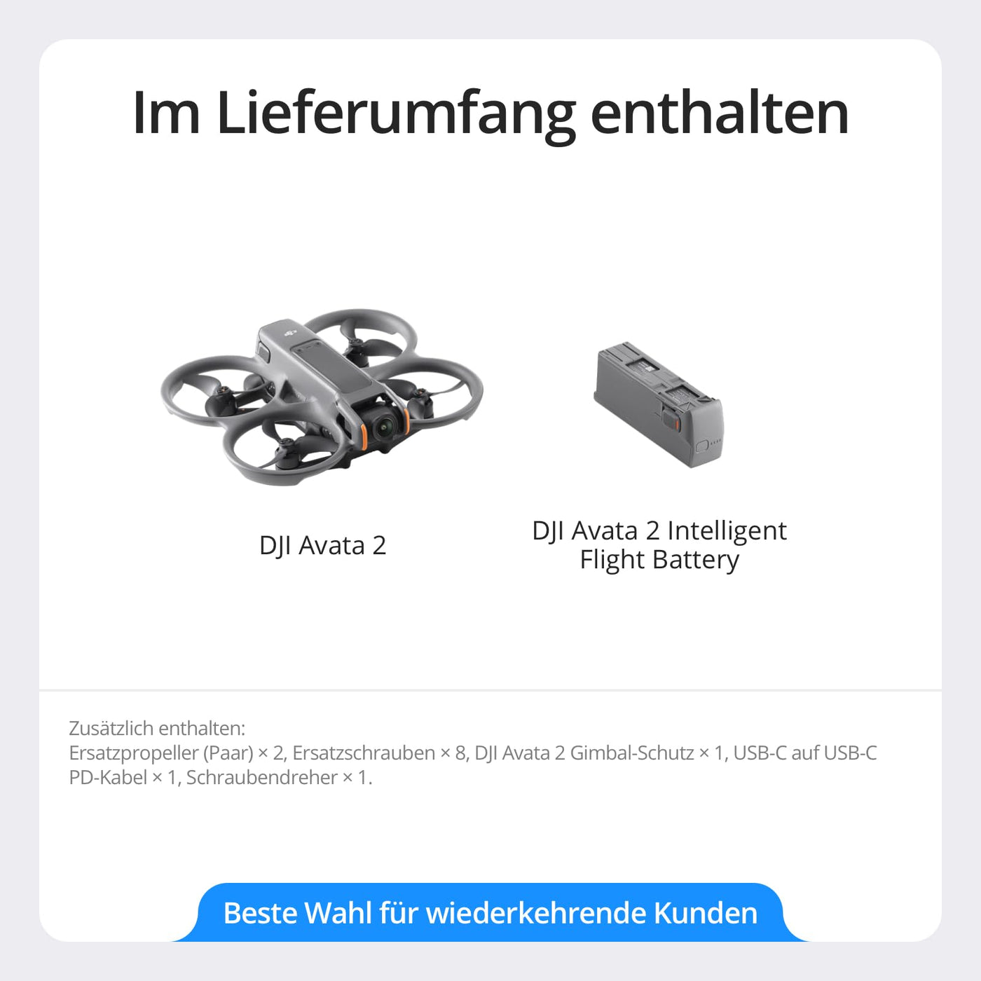 DJI Avata 2: FPV-Drohne mit 4K-Kamera, immersiver Flug, Propellerschutz, einfache Flips/Rollen, superweites 155° Sichtfeld, kompatibel mit RC Motion 3