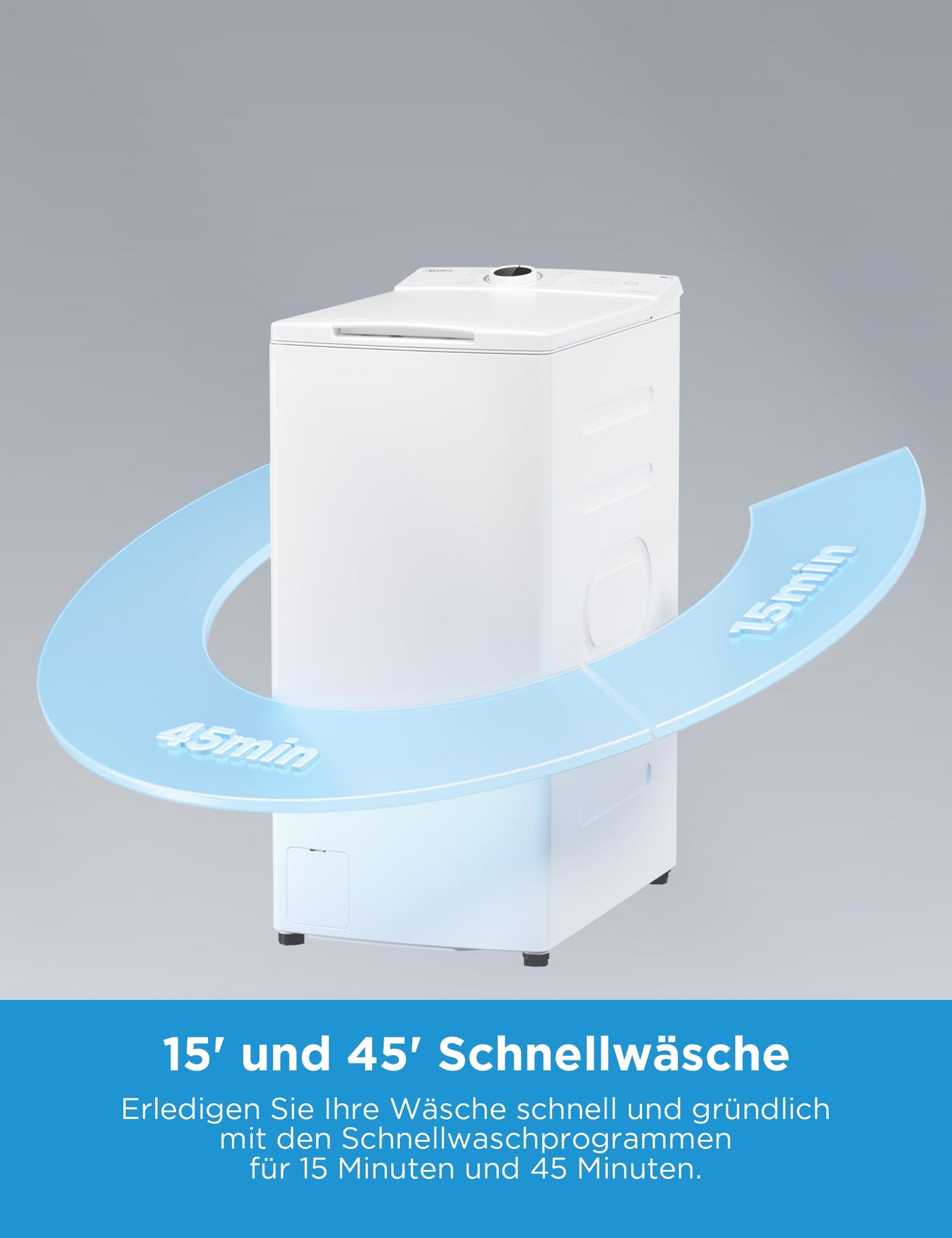 Midea Toplader Waschmaschine MF10ET80B / 8KG / A / 1300 U/min/BLDC Inverter Mortor/Dampffunktion/SoftOpener/XL Türöffnung/Kurz 15'&45' / Mehrere Temperaturoptionen/AquaStop, Weiß