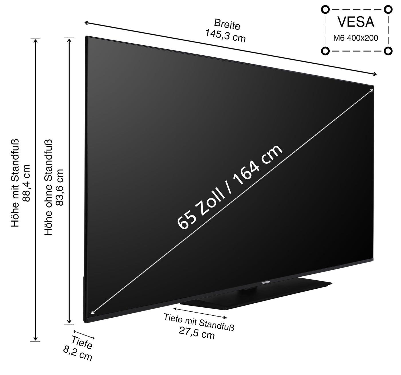 Telefunken Android TV 65 Zoll Fernseher (4K UHD Smart TV, HDR Dolby Vision, Triple-Tuner, Dolby Atmos) D65U750X2CW