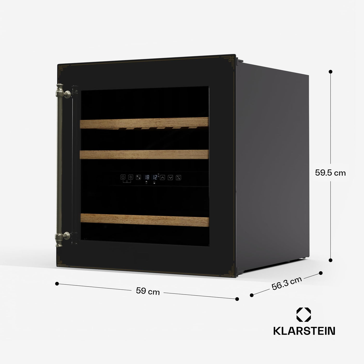 Klarstein Vinsider Victoria 36 Weinkühlschrank – 36 Flaschen, 2 Zonen, 5–22°C, Touch-Bedienung, LED, UV-Schutz, Einbau, schwarz