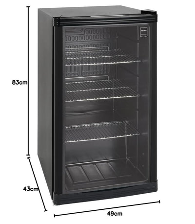 METRO Professional Mini-Kühlschrank GPC1088, 88 L, 1.052 kWh/24h, 3 Edelstahl-Drahtböden, schwarz