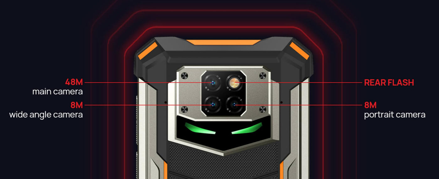 DOOGEE S8P 10000mAh Akku Outdoor Smartphone Ohne Vertrag, Octa-Core 6GB+128GB Android 10, 21MP Quad-Kamera, 6,3-Zoll-FHD + Corning Gorilla-Glas, Drahtlose Rückladung, IP68 Robustes Handy Orange