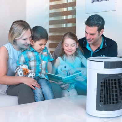 LIVINGTON SmartChill – Klimagerät mit Wasserkühlung – Tragbares Klimagerät mit 3 Stufen – kraftvoller Mini Luftkühler mit Tankvolumen für 12h Kühlung