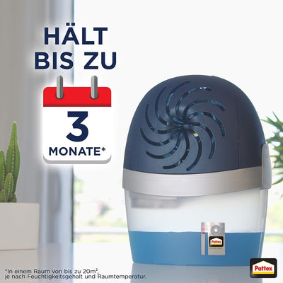Pattex AERO 360º Luftentfeuchter, ultra-absorbierender Raumentfeuchter, hilft Kondenswasser, Schimmel- und Modergeruch zu vermeiden, nachfüllbarer Raumluftentfeuchter, 1 Gerät inkl. 1 Nachfülltab 450g