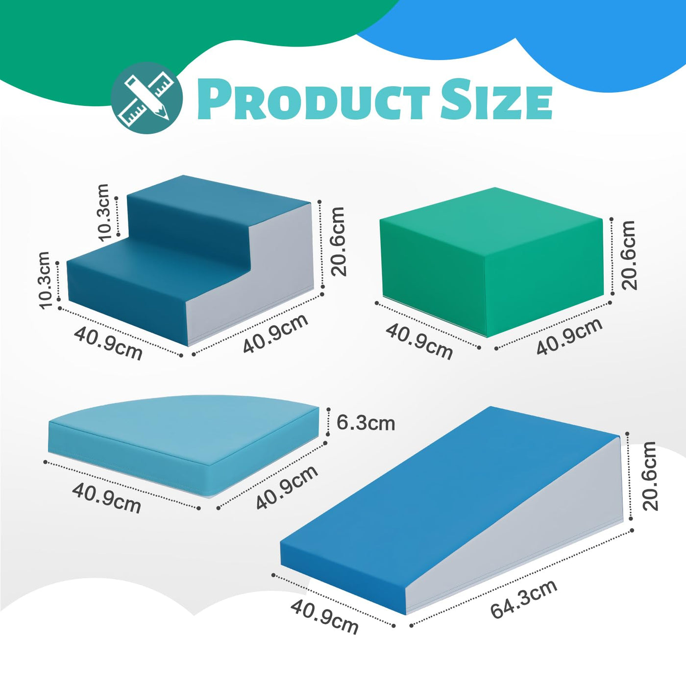 Wilwolfer Schaumstoff Bausteine Kinder Klettern Indoor: 6 Softbausteine Riesenbausteine Spielbausteine - Weiche Bausteine Baby Montessori Großbausteine Kletterspielzeug Outdoor Doppelte Treppe-Set