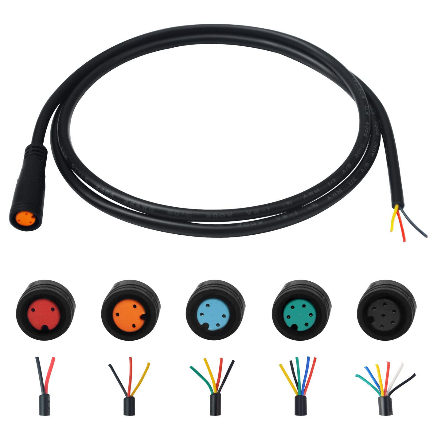 baluoqi Verlängerungskabel 2Pin/3Pin/4Pin/5Pin/6Pin wasserdichter Stecker mit einem einzelnen Stecker DIY Ebike Linie für elektrisches Fahrrad Licht/Ebrake/Anzeige Ebike Teile (3Pin weiblich)