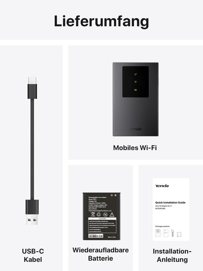 Tenda MF3 Mobiler WLAN Router für SIM-Karten, AX300 Wi-Fi 6 Tragbarer Hotspot, 2100mAh Akku, USB-C-Port, Plug & Play, WPA3, 4G-Modem, MiFi, Mini-Größe, kompatibel mit Nano-SIM-Karten