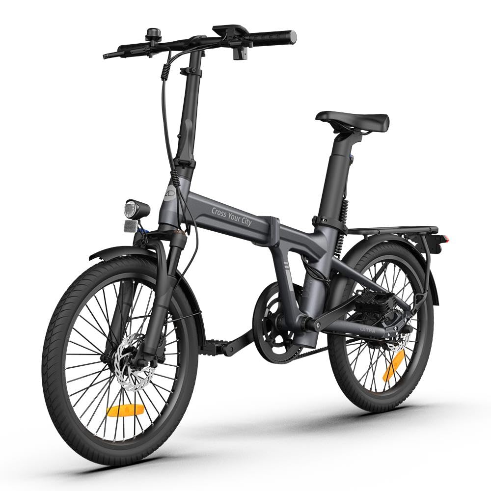 ADO E-Bike Air 20Ultra E-Fahrrad Faltbar, klapprad Riemenantrieb,Citybike, Automatische 3-Gang-Nabenschaltung – interne Schaltung, Hintermotor, ebike Damen/Herren,StVZO (Grau)