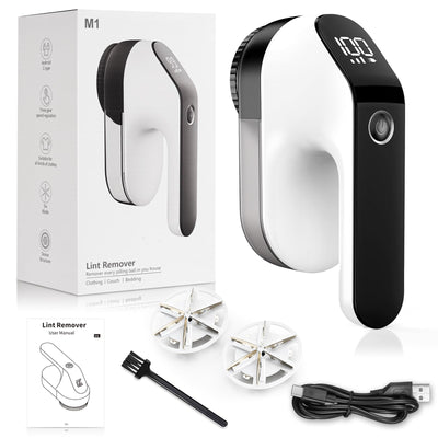 maxtachi Fusselrasierer Elektrisch Aufladbar, Fusselentferner Entfussler für Kleidung mit 3 Geschwindigkeiten, 6-Klingen-Kopf Flusenentferner für Alle Stoffe, LED-Anzeige Wollrasierer Lint Remover