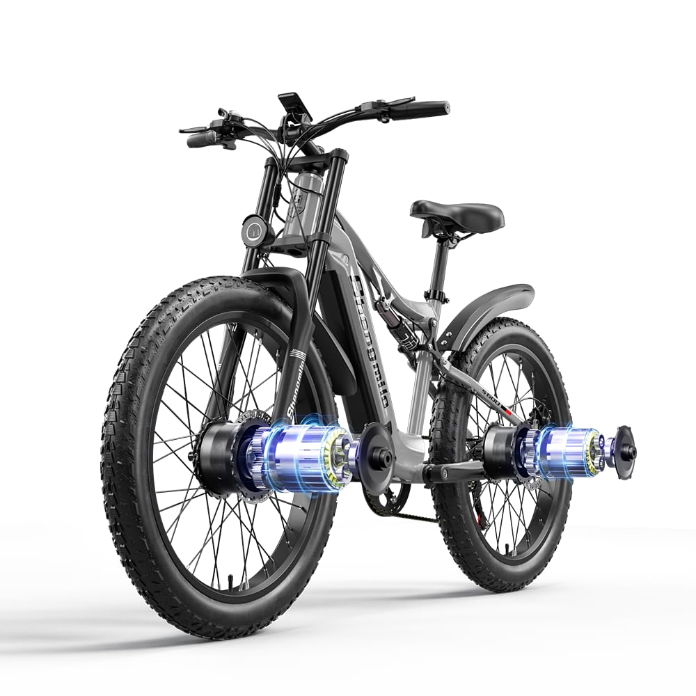 shengmilo S600 Doppelmotor Elektro-Mountainbike, 48V17.5AH Batterie 7 Gang Ölbremse ebike, Dual Shock Elektrofahrrad, DREI Fahrmodi
