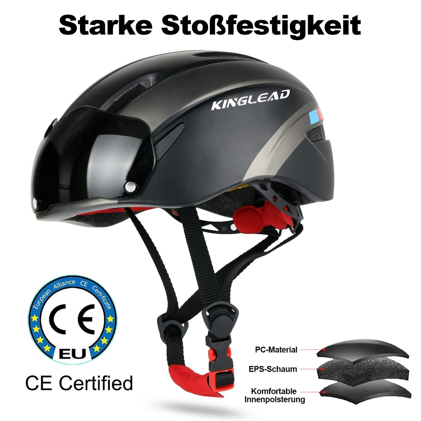 KINGLEAD Fahrradhelm,Fahrradhelm mit Magnetische Schutzbrille Fahrradhelme Einstellbarer Radhelm Rennradhelm für Erwachsenen Herren Damen Fahrradhelm MTB Mountainbike Helm