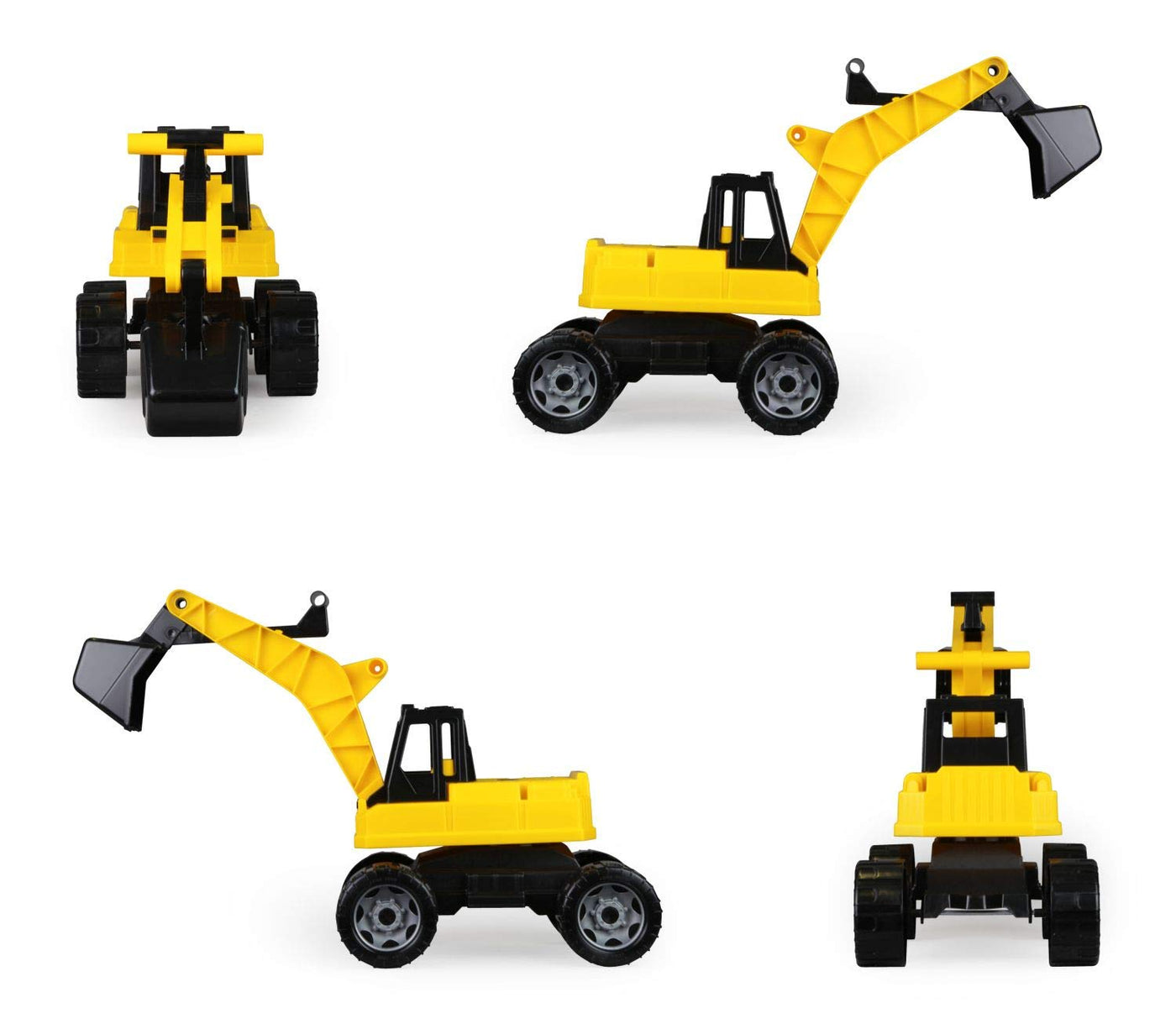 Lena 02017 - Starke Riesen Bagger, Baufahrzeug ca. 80 cm, Giga Trucks Schaufelbagger mit 2 Stahlachsen, großer Spielzeugbagger in gelb und schwarz, Baggerfahrzeug für Kinder ab 3 Jahre