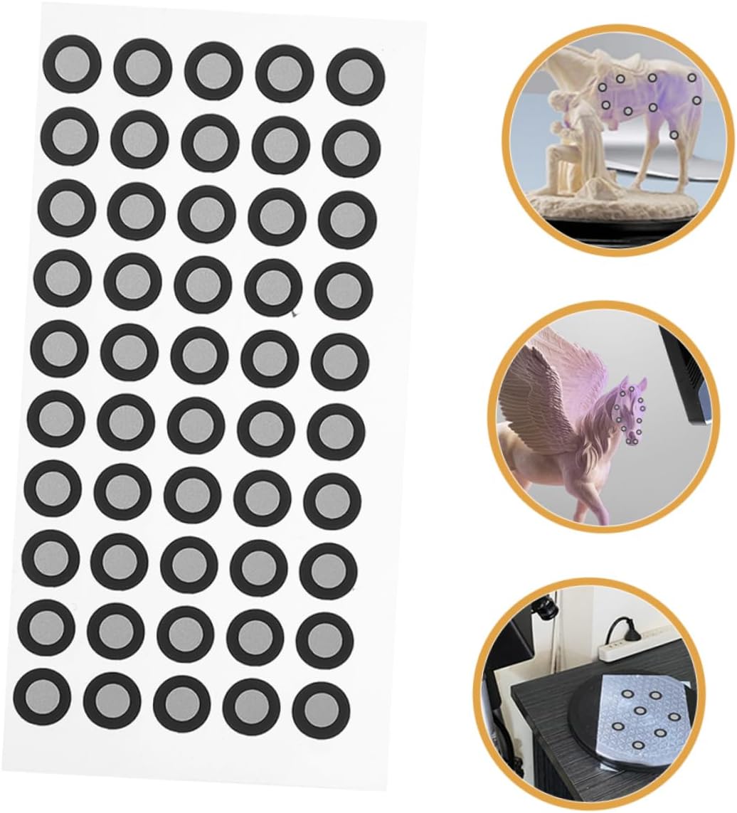 MOLUCKFU 5 Blatt Scanner Reflexfolienaufkleber 3D Scanner Zubehör 3D Scan Marker 3D Scan Referenzpunkte Scan Markierungsaufkleber Scanner Markierungspunkte Für Das Haustier