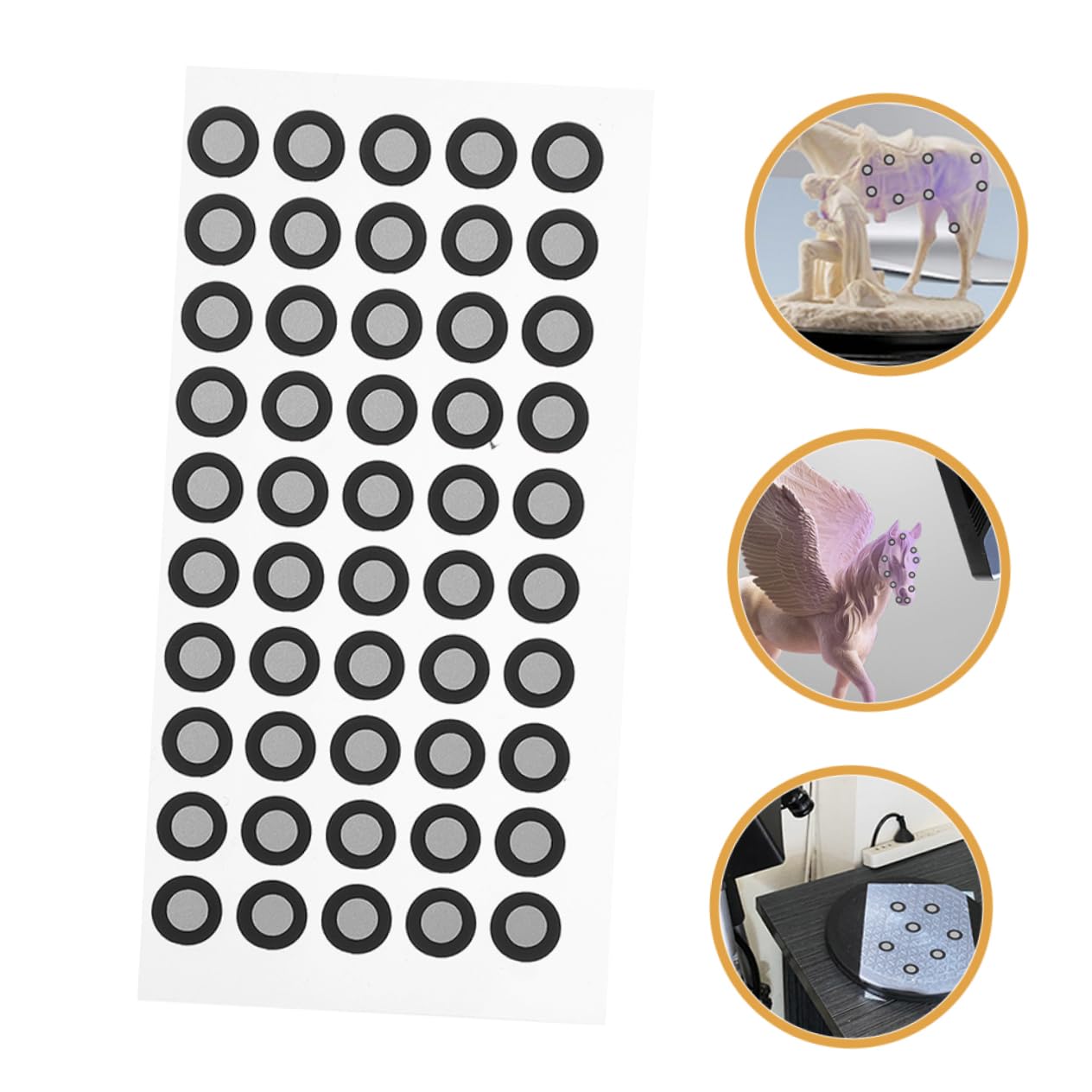 MOLUCKFU 5 Blatt Scanner Reflexfolienaufkleber 3D Scanner Zubehör 3D Scan Marker 3D Scan Referenzpunkte Scan Markierungsaufkleber Scanner Markierungspunkte Für Das Haustier