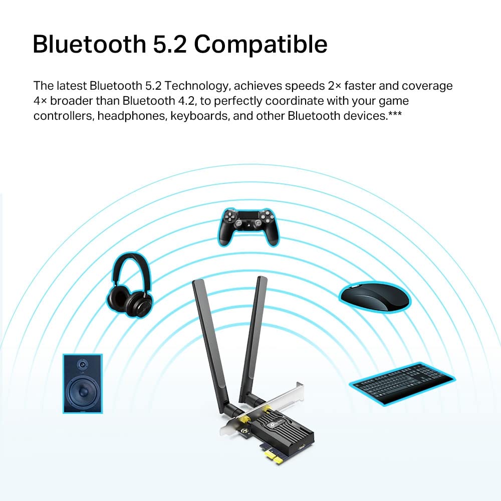 TP-Link Archer TX20E AX1800 Wi-Fi 6 Bluetooth 5.2 PCIe-Adapter, max 1201 Mbit/s 5 GHz und max 574 Mbit/s 2,4 GHz, WPA3-Verschlüsselungsstandard, MU-MIMO, Unterstützt nur Windows 11/10 (64-bit)