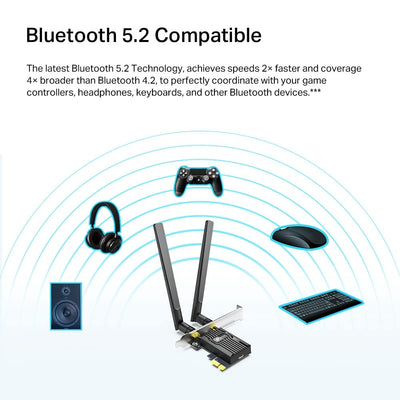 TP-Link Archer TX20E AX1800 Wi-Fi 6 Bluetooth 5.2 PCIe-Adapter, max 1201 Mbit/s 5 GHz und max 574 Mbit/s 2,4 GHz, WPA3-Verschlüsselungsstandard, MU-MIMO, Unterstützt nur Windows 11/10 (64-bit)