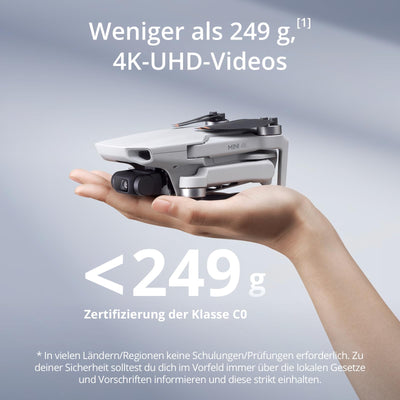 DJI Mini 4K Drohne mit 4K UHD Kamera Für Erwachsene, 3-Achsen-Gimbal-Stabilisierung, C0, QuickShots, 10 km Videoübertragung, Autom. Rückkehr, Windstabil, 1 Akku (31 min Flugzeit), Unter 249g