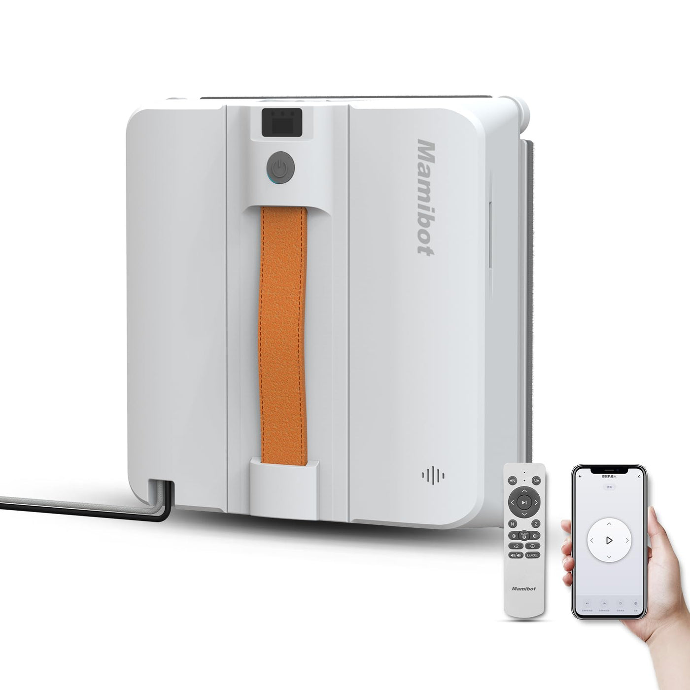 Mamibot W120-DP Fensterputzroboter mit Sprühfunktion, intelligente Pfadplanung, doppelter Kreuz-Wasserstrahl, Fern- und App-Steuerung für Glasreinigung, weiß-grau