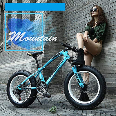 Wmmner Mountainbike, 20 Zoll (50,8 cm), mit Vorderradaufhängung und mechanischen Scheibenbremsen für Damen, Mountainbike-Sitz für Mountainbike, Fat Tire verstellbar in 8 Farben, rutschfeste Fahrräder