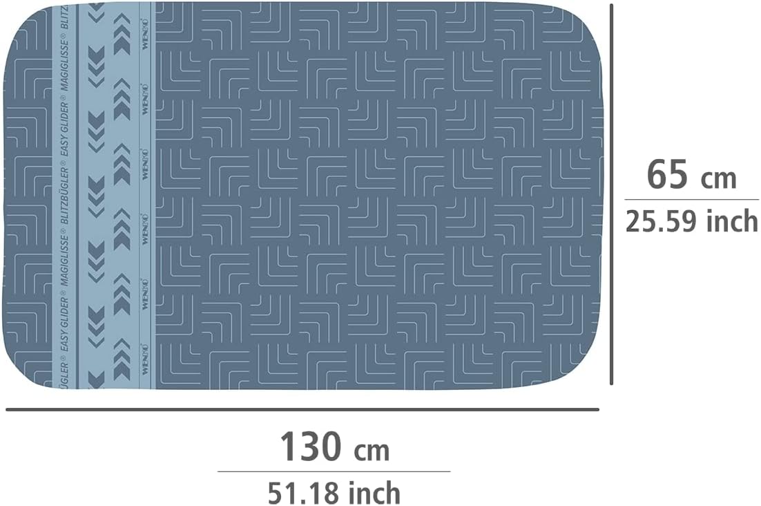 WENKO Bügeldecke Air Comfort Blitzbügler, Blitzbüglerzone, 5-lagige Komfort-Polsterung, Hitzereflektion & Dampfsperre, 130 x 65 cm
