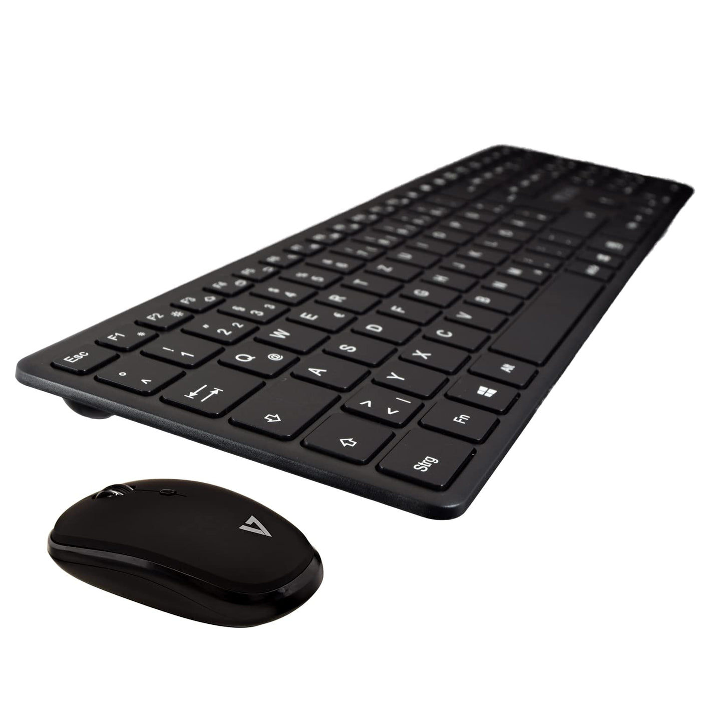 V7 CKW550DEBT Bluetooth Slim Keyboard und Silent Mouse Combo, 2.4GHZ Dual Mode, Deutsch QWERTZ, 4-Tasten-Maus mit Einstellbarer DPI