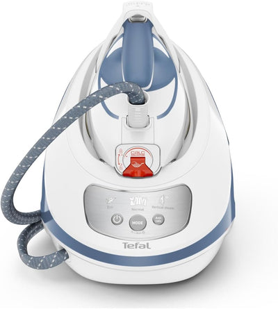 Tefal Dampfbügelstation Express Protect SV9202|7,5 bar|Dampfstoß:520 g/Min.|Dauerdampfmenge:130 g/Min.|Anti-Kalk-Kollektor|Durilium AirGlide Autoclean-Bügelsohle|2600w|1.8L|39.8x24.3x29.4cm|Weiß/Blau
