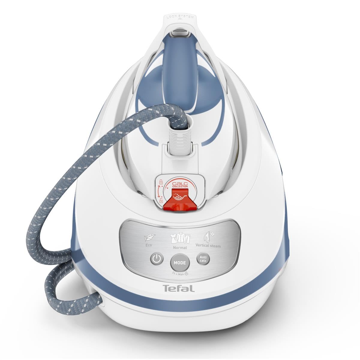 Tefal Dampfbügelstation Express Protect SV9202|7,5 bar|Dampfstoß:520 g/Min.|Dauerdampfmenge:130 g/Min.|Anti-Kalk-Kollektor|Durilium AirGlide Autoclean-Bügelsohle|2600w|1.8L|39.8x24.3x29.4cm|Weiß/Blau