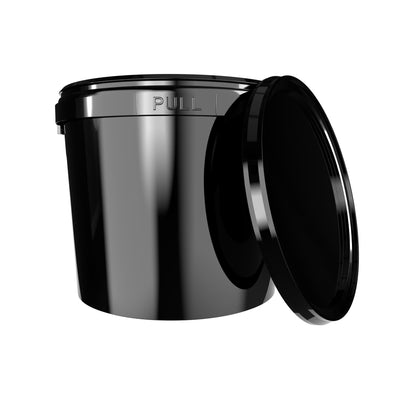 1x Eimer mit Deckel 5l Schwarz Rund | Kunststoff Eimer Lebensmittelecht, luftdicht und stabil | Leer Eimer mit Griff und Deckel für Lebensmittel Chemie Waschpulver Klebstoffe geeignet